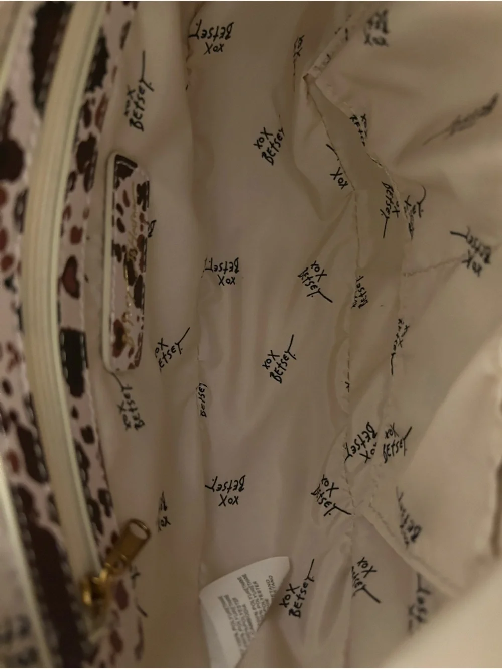 Betsey Johnson Brown & Cream Heart Print Hobo Bag